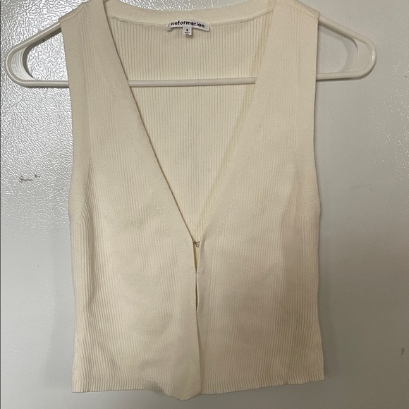 Reformation Tops - Reformation Small Ivory Ribbed Camisole Cotton Vest